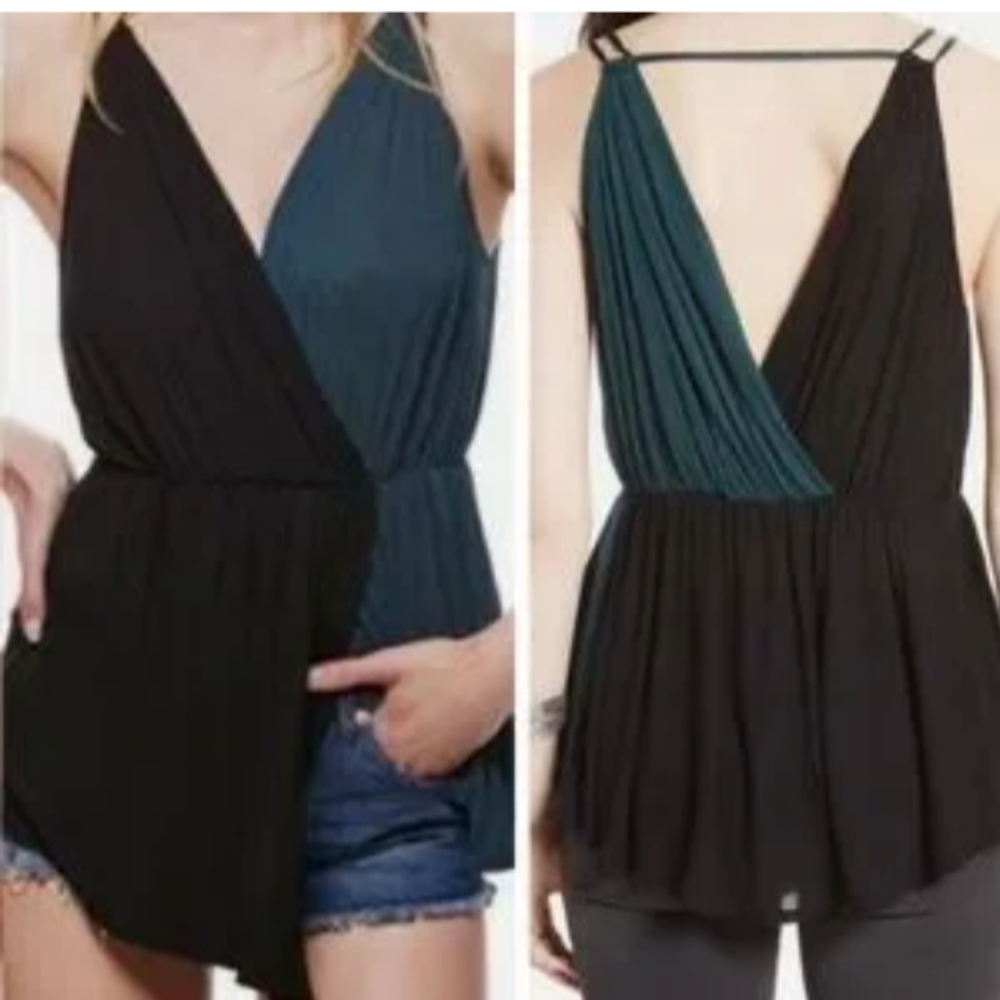 Free people, last night tank top, size medium, Color black and hunter green